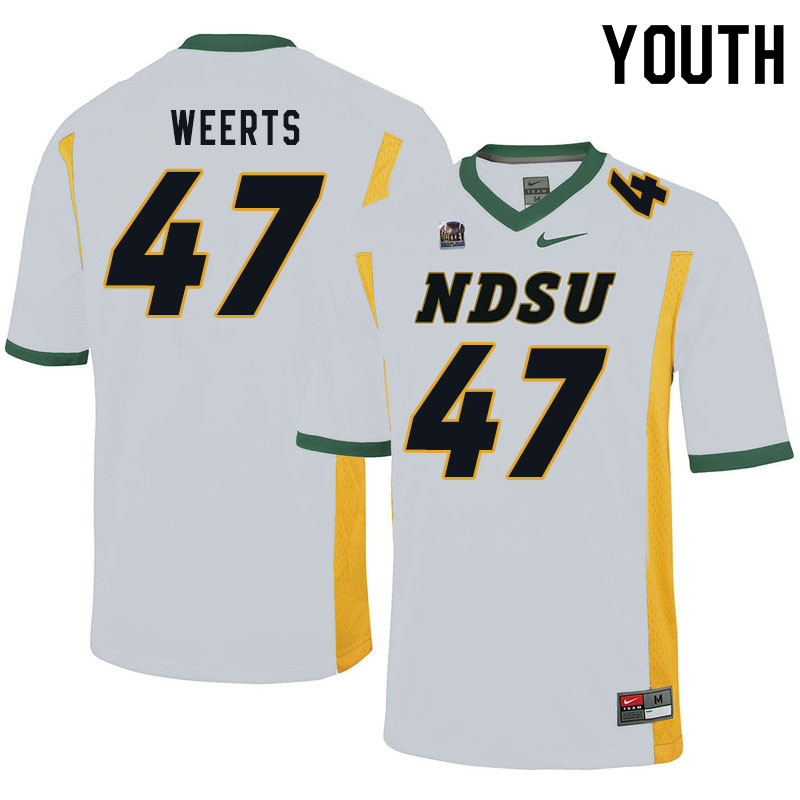 Youth #47 Luke Weerts North Dakota State Bison College Football Jerseys Sale-White